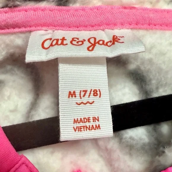 Cat & Jack Heart Fleece Pullover with Pink Trim Girls 7 - 8 Valentine’s Jacket - Picture 3 of 3